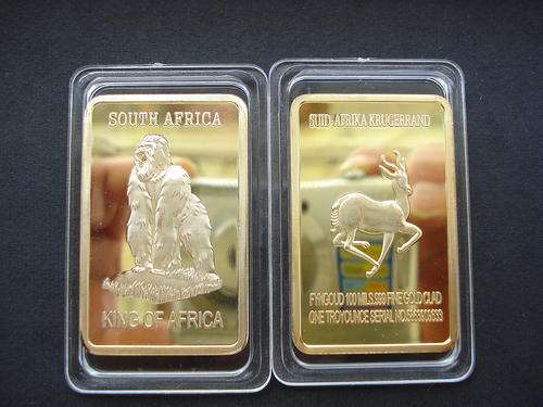 1oz. SOUTH AFRICA "GORILLA" KRUGERRAND 999 24k Gold Layered Bar